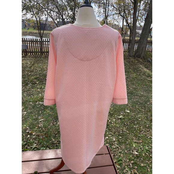 Soft Pink Quilted Zip-Front Nightgown Plus Size 2X 18W-20W Embroidered Neckline - Picture 4 of 9